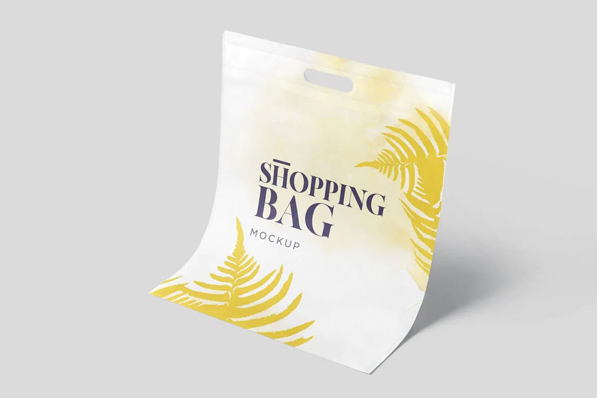 موکاپ ساک دستی پارچه‌ای فلت D Cut Bag