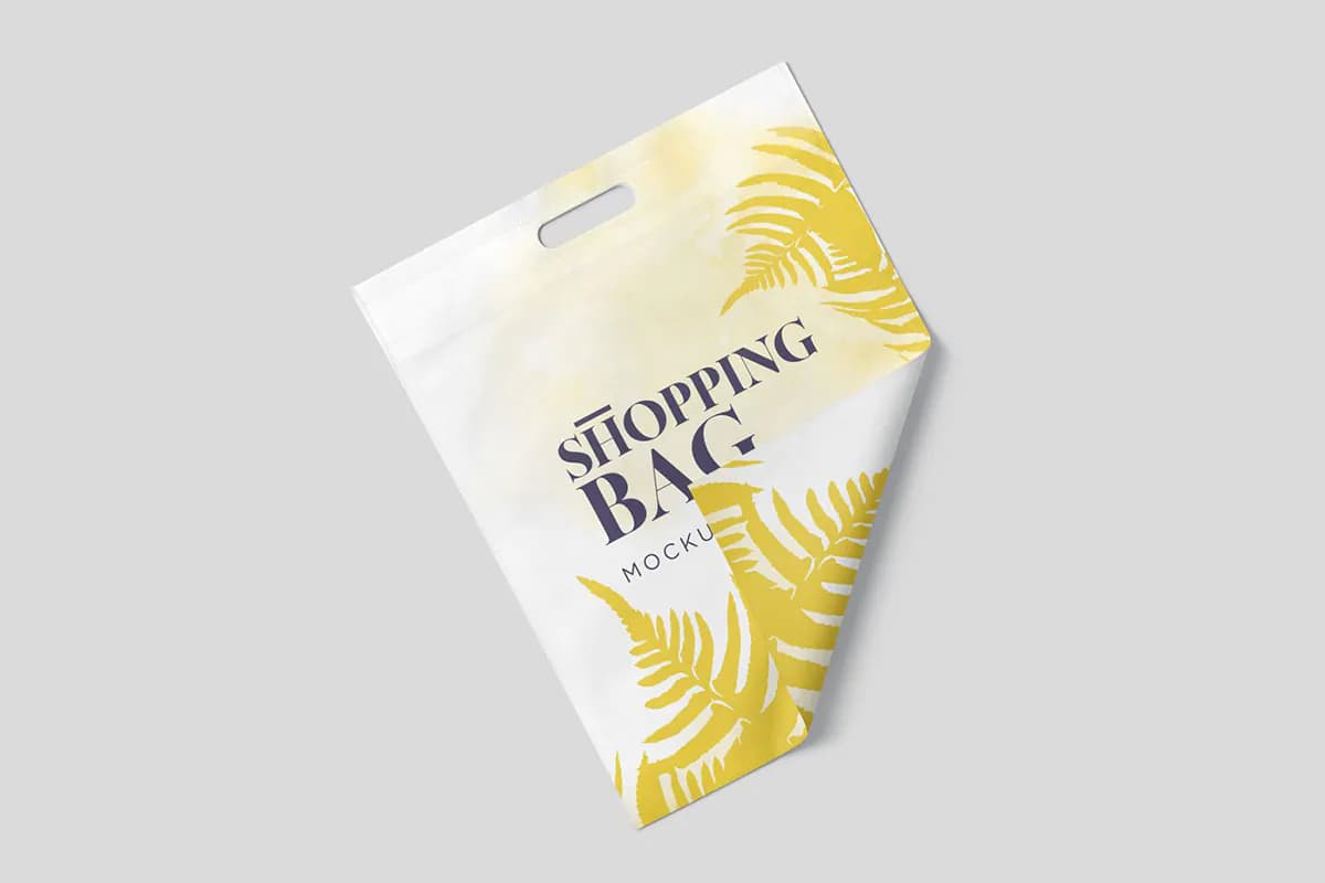 موکاپ ساک دستی پارچهای فلت D Cut Bag — تصویر ۳