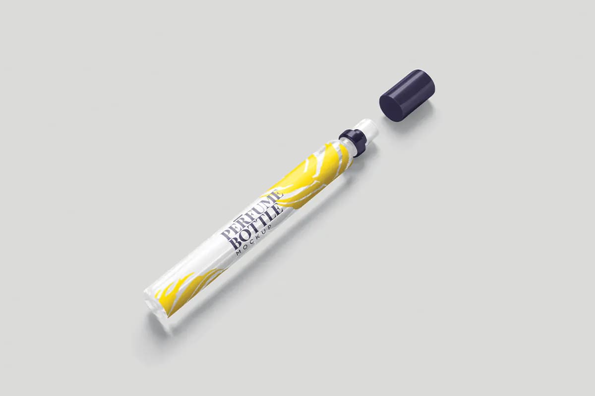 موکاپ شیشه عطر خودکاری باریک — تصویر ۳