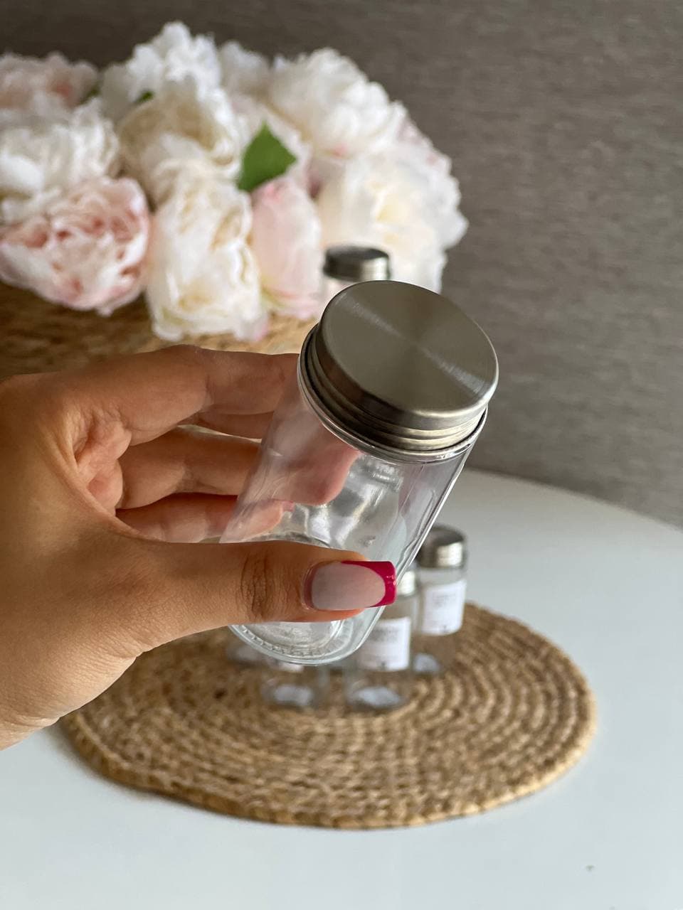 جای ادویه و ادویه پاش شیشه ای درب فلزی لیمون کد 2385 — تصویر ۵