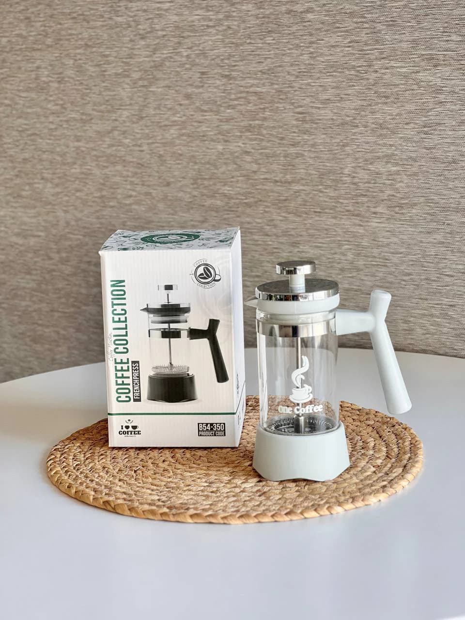 فرنچ پرس 350 میل One Coffee رنگ طوسی روشن — تصویر ۲