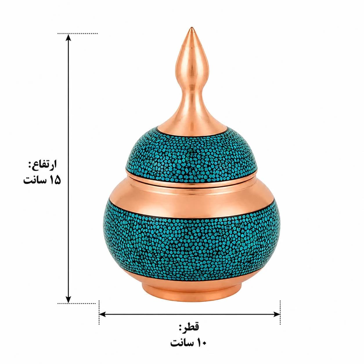 قندان فیروزه کوبی (ارتفاع 15 سانتی متر) — تصویر ۷