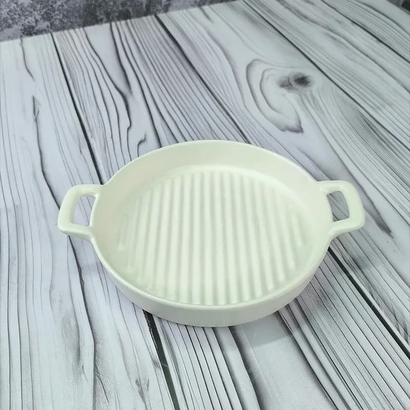تابه گریل گرد دو دسته سرامیکی نچسب — تصویر ۵