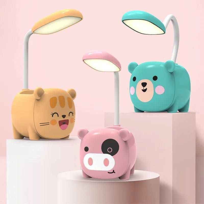 چراغ مطالعه و نگهدارنده استند مداد طرح حیوانات 🐷🐱🐻 — تصویر ۲
