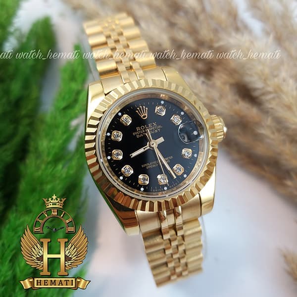 ساعت زنانه رولکس دیت جاست Rolex Datejust RODJL106 طلایی — تصویر ۸