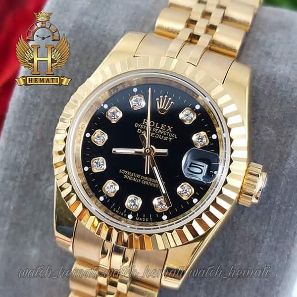 ساعت زنانه رولکس دیت جاست Rolex Datejust RODJL106 طلایی — تصویر ۷