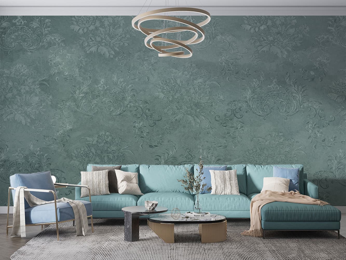 کاغذ دیواری داماسک و گل W10070610