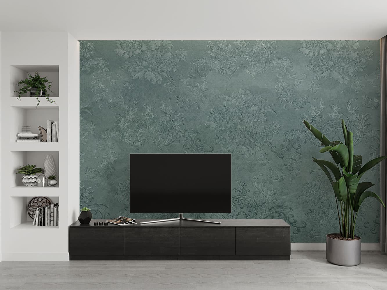 کاغذ دیواری داماسک و گل W10070610 — تصویر ۳