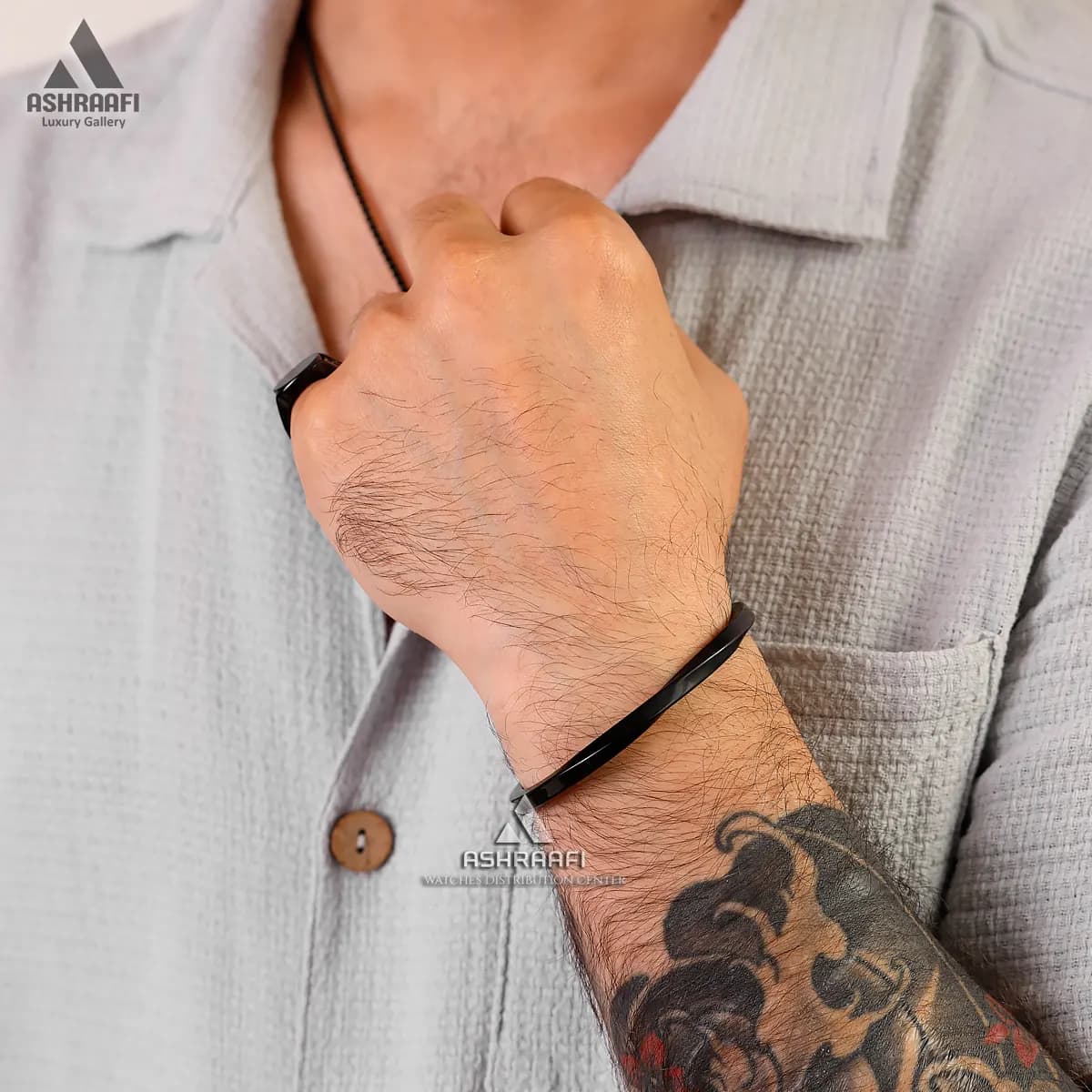دستبند مینیمال مردانه Black Braceles M02 — تصویر ۳