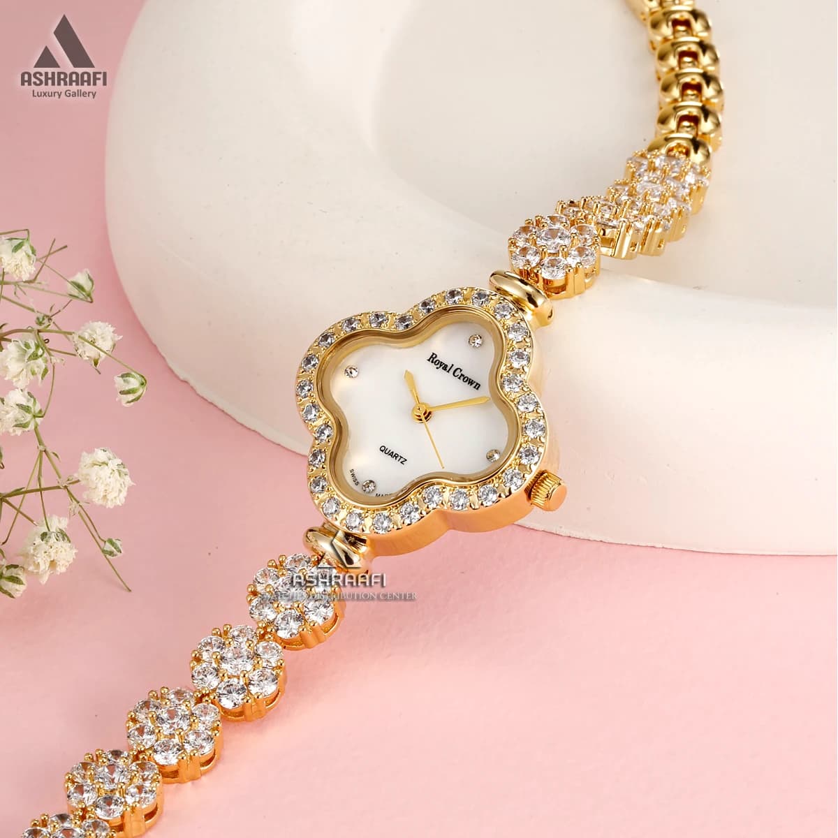 ساعت زنانه فول نگین Royal Crown 9247G — تصویر ۳