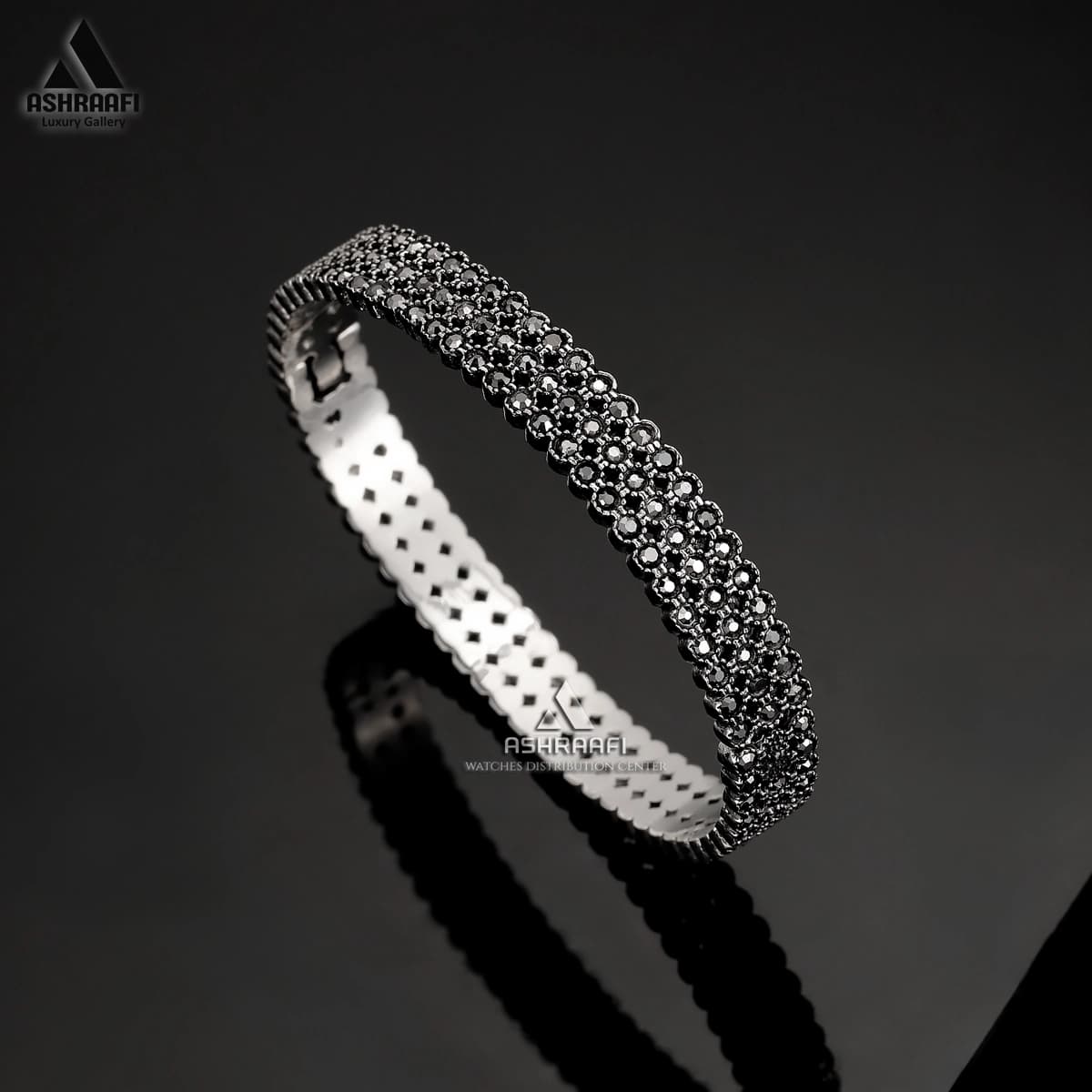 دستبند النگویی نگین دار Black Diamond Bracelet 01 — تصویر ۲