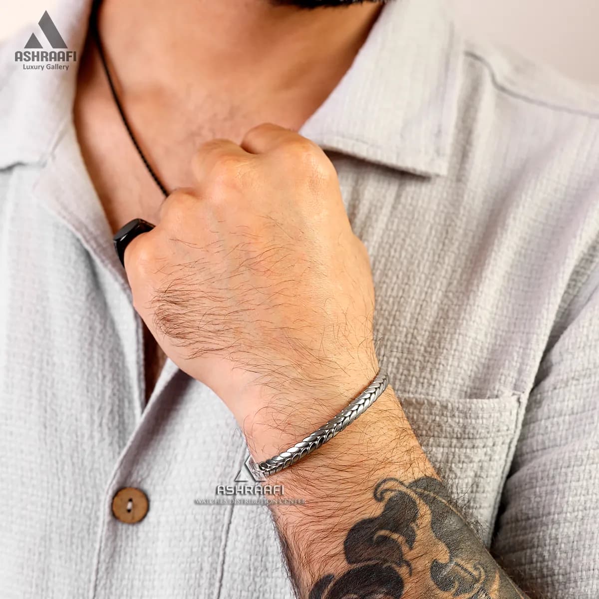 دستبند استیل مردانه Texture Bracelet S01 — تصویر ۳