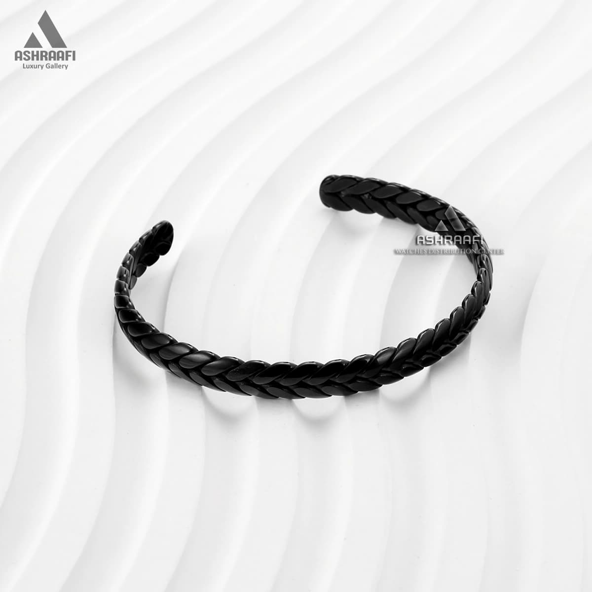 دستبند مشکی مردانه Texture Bracelet K01 — تصویر ۲