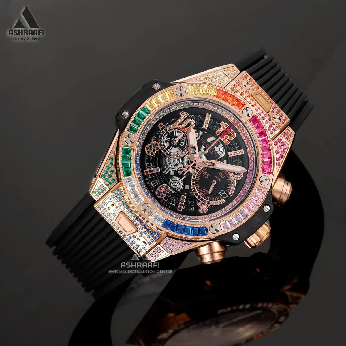 ساعت هابلوت نگین دار Hublot Big Bang Unico Rainbow — تصویر ۳