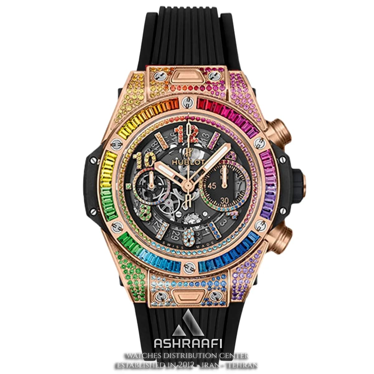 ساعت هابلوت نگین دار Hublot Big Bang Unico Rainbow