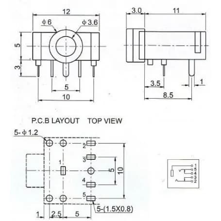 جک هدفون 3.5mm استریو کوتاه -مشکی 3F07 — تصویر ۲