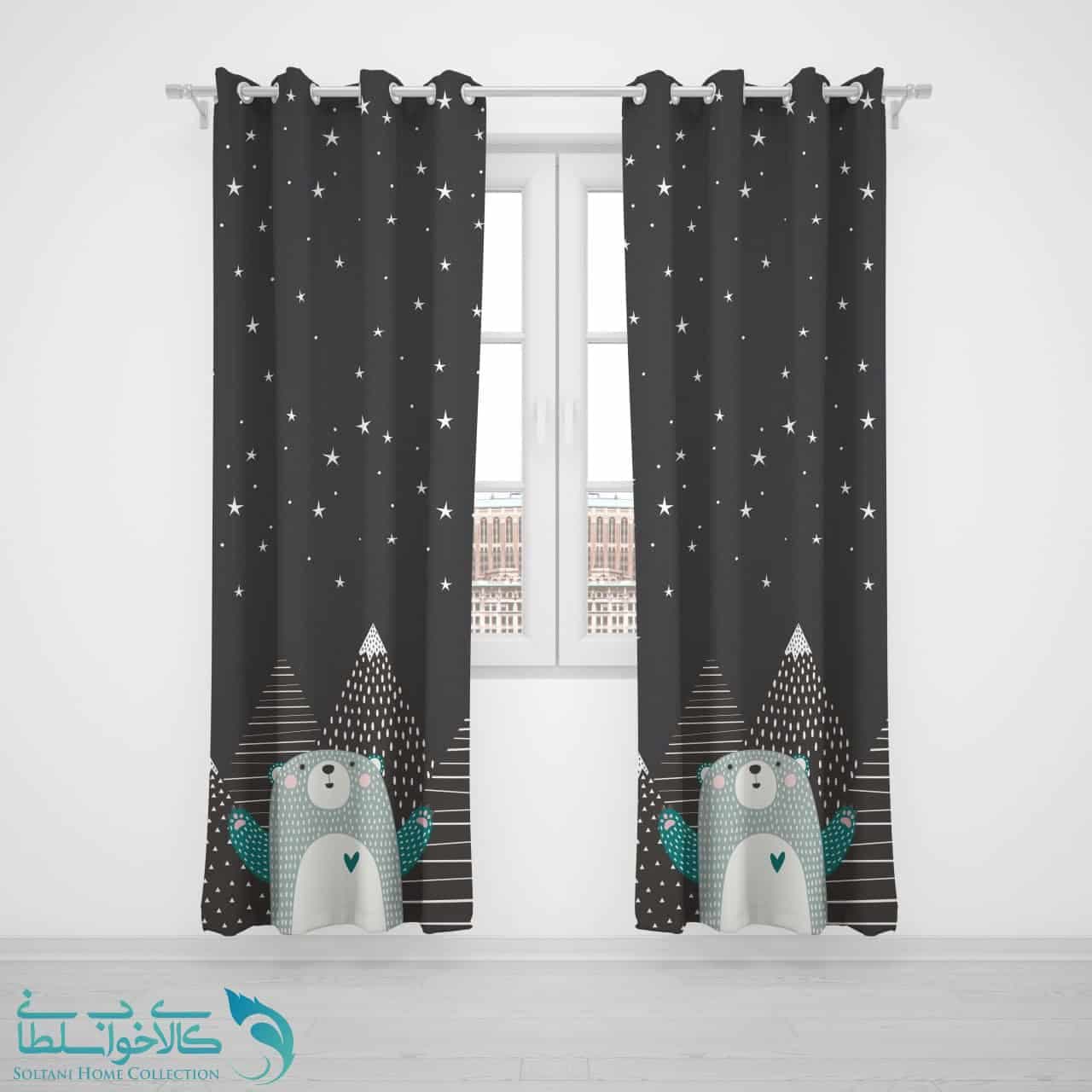 پرده پانچی اتاق کودک طرح خرسی کد A3771