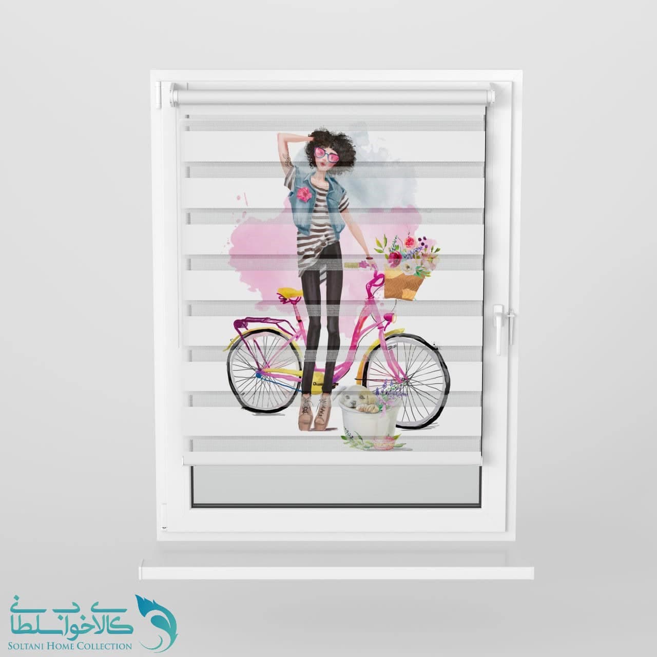 پرده زبرا اتاق کودک طرح دوچرخه کد A3757