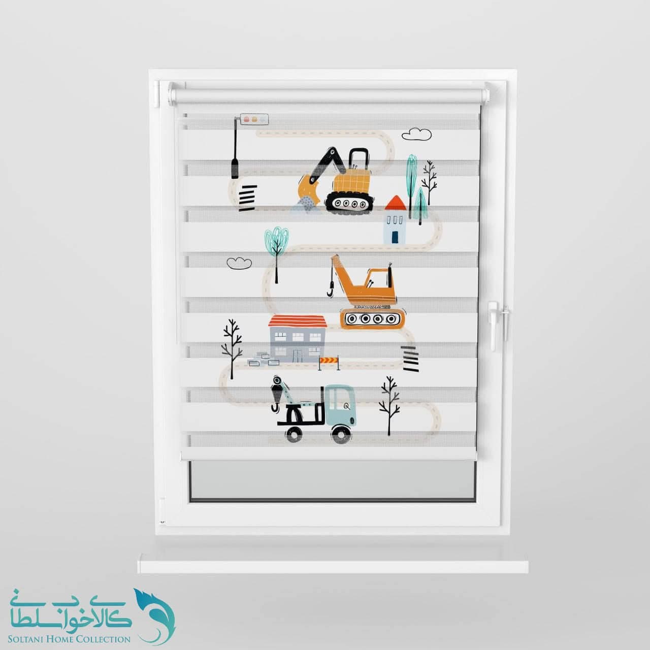 پرده زبرا اتاق کودک طرح پسرانه جرثقیل کد A3040