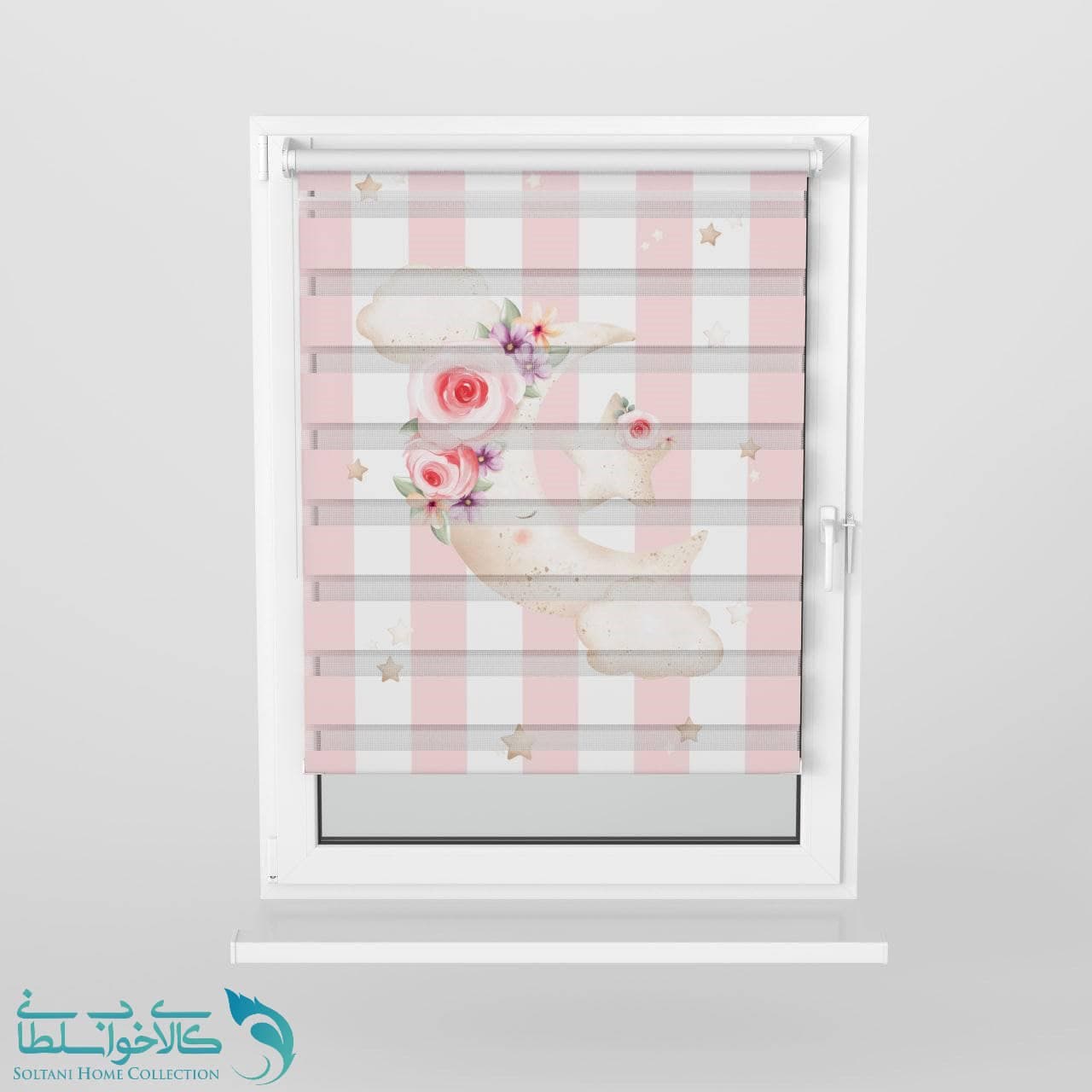 پرده زبرا اتاق کودک طرح ماه کد A2866