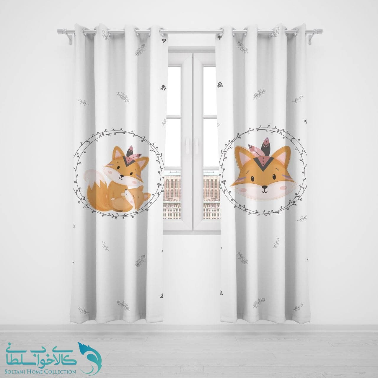 پرده پانچی اتاق کودک طرح روباه وچولو کد A2850