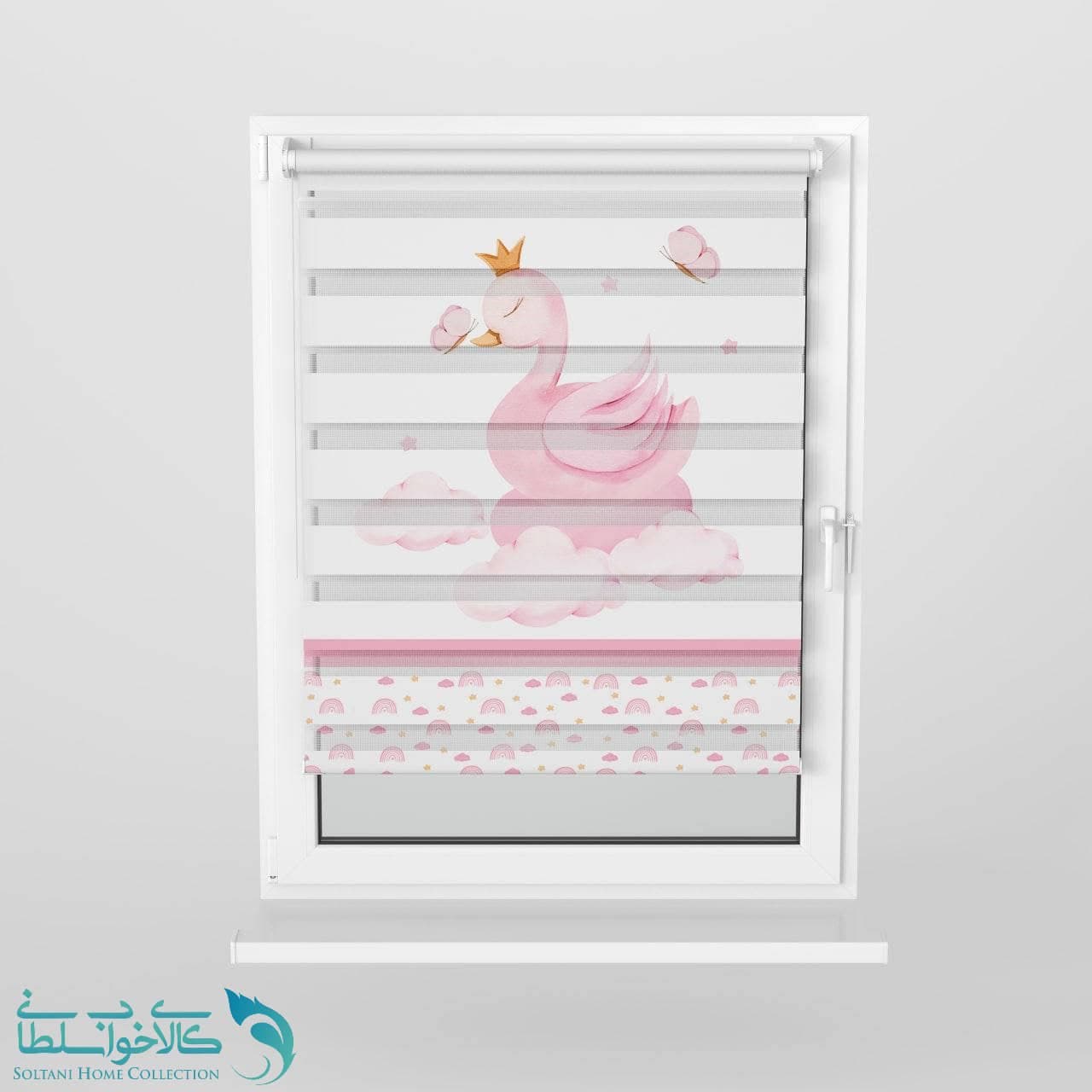 پرده زبرا اتاق کودک طرح قو کد A2795