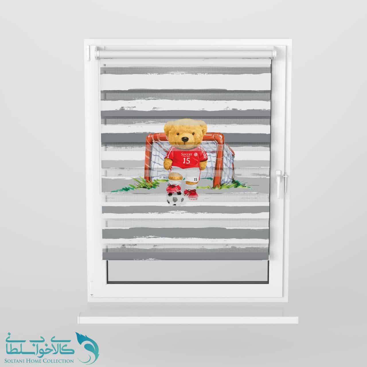 پرده زبرا اتاق کودک طرح تدی فوتبالیست کد A2755