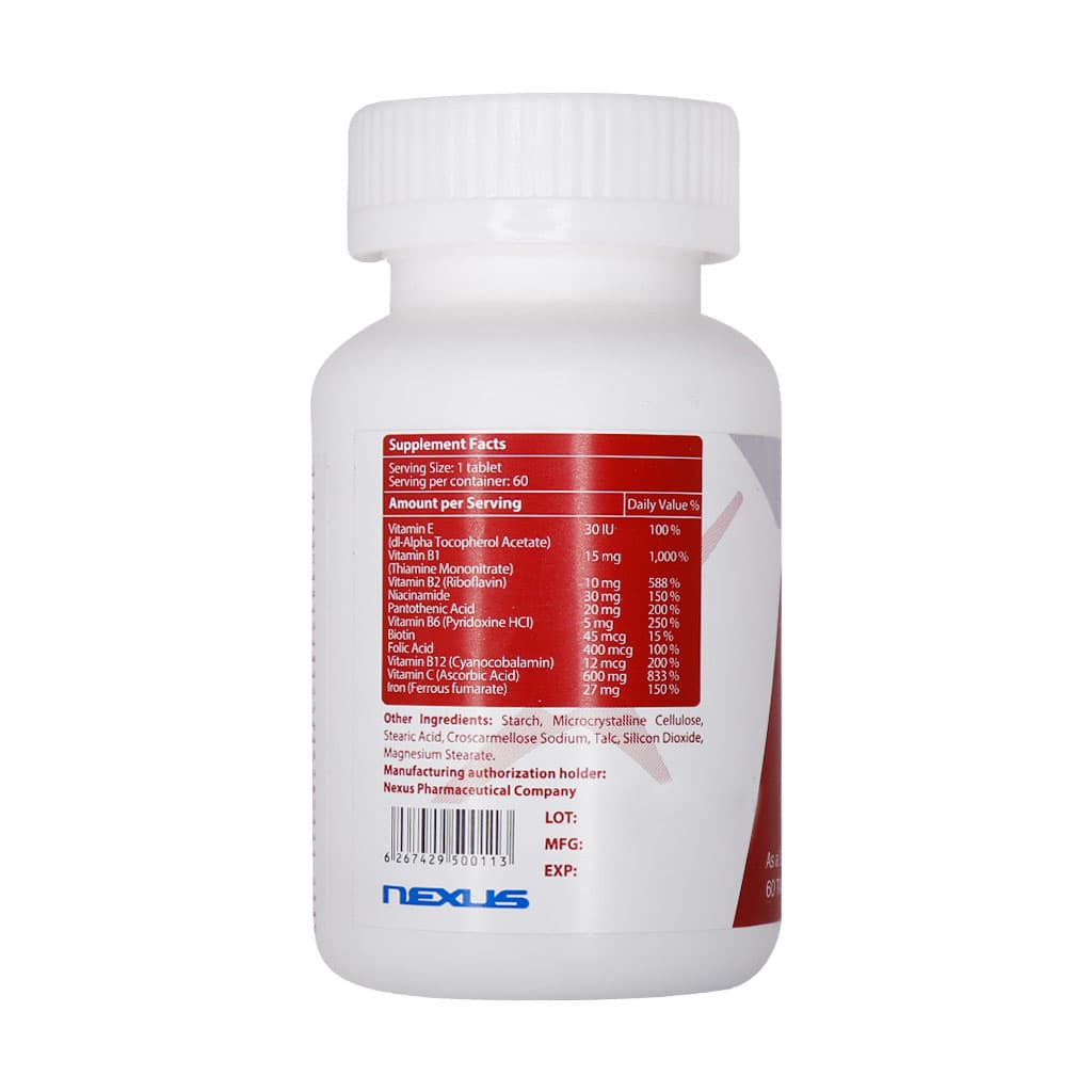 قرص ب کمپلکس پلاس آهن 60 عدد نکستایل Nextyle — تصویر ۲