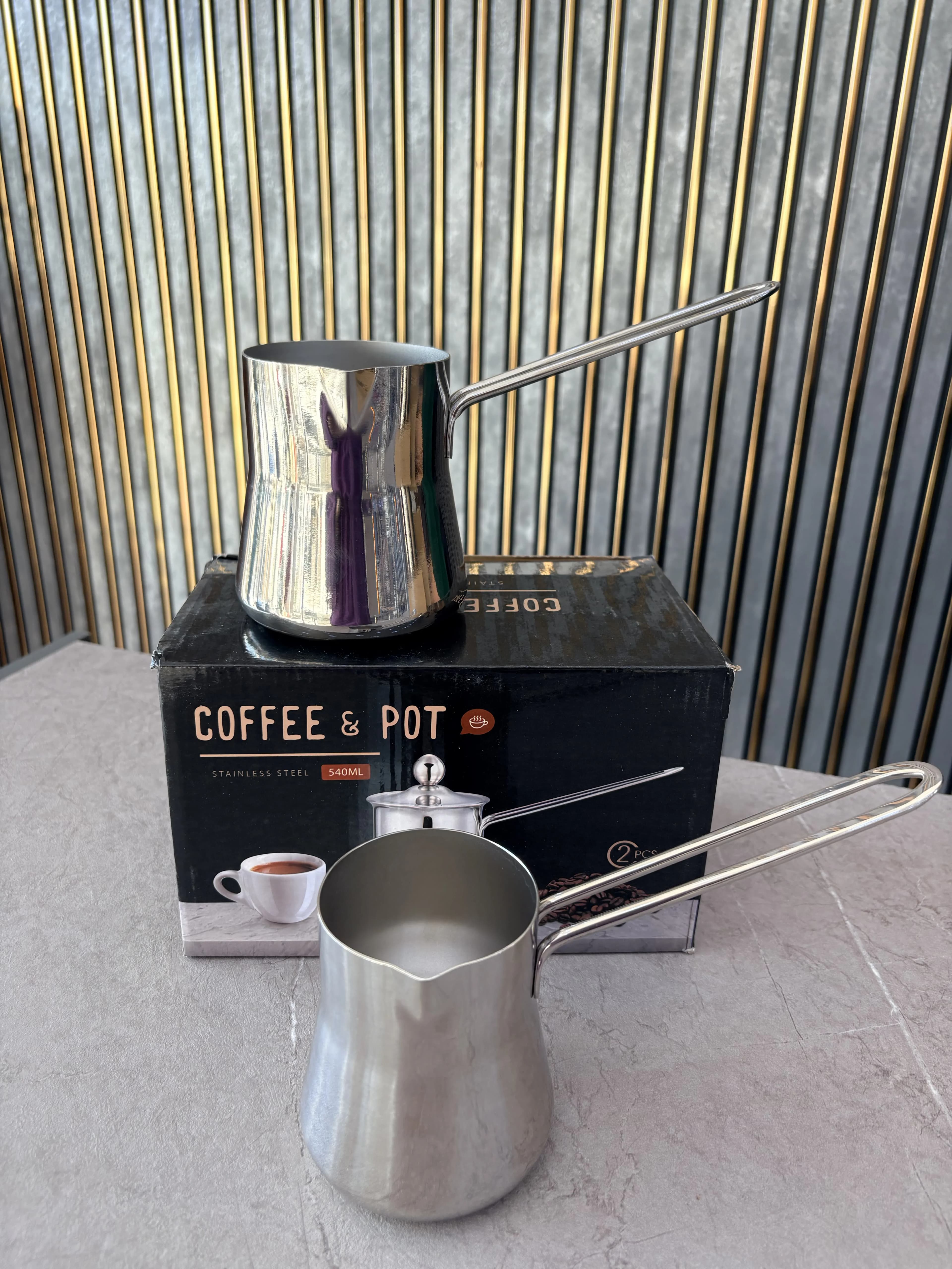 قهوه جوش دسته دار استیل 62-0611 وارداتی (x) — تصویر ۲