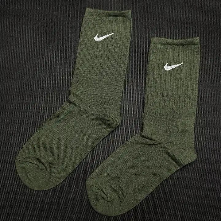 جوراب ساق بلند اسپرت طرح NIKE BASIC سبز ارتشی — تصویر ۲