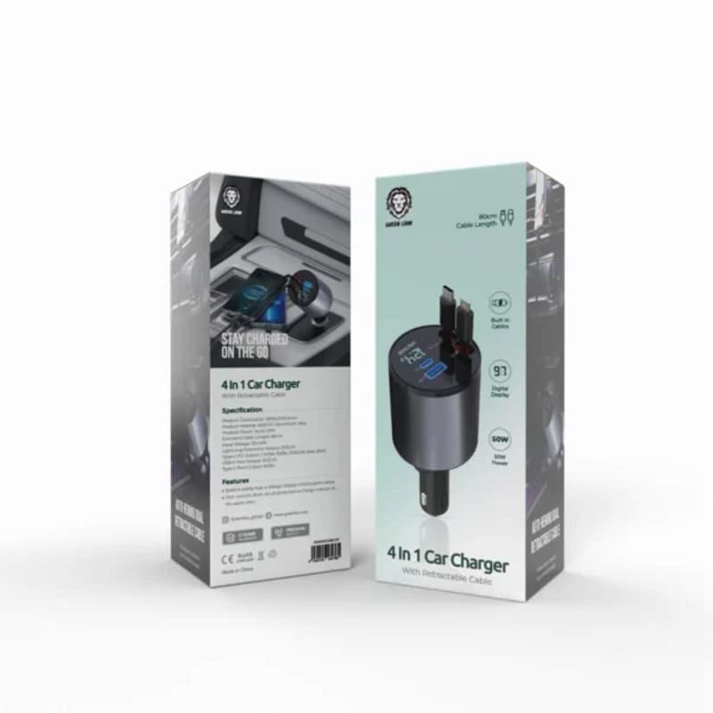 شارژر فندکی ۴ کاره گرین لاین مدل ۴in1 ظرفیت ۵۰ وات کد B466 — تصویر ۳