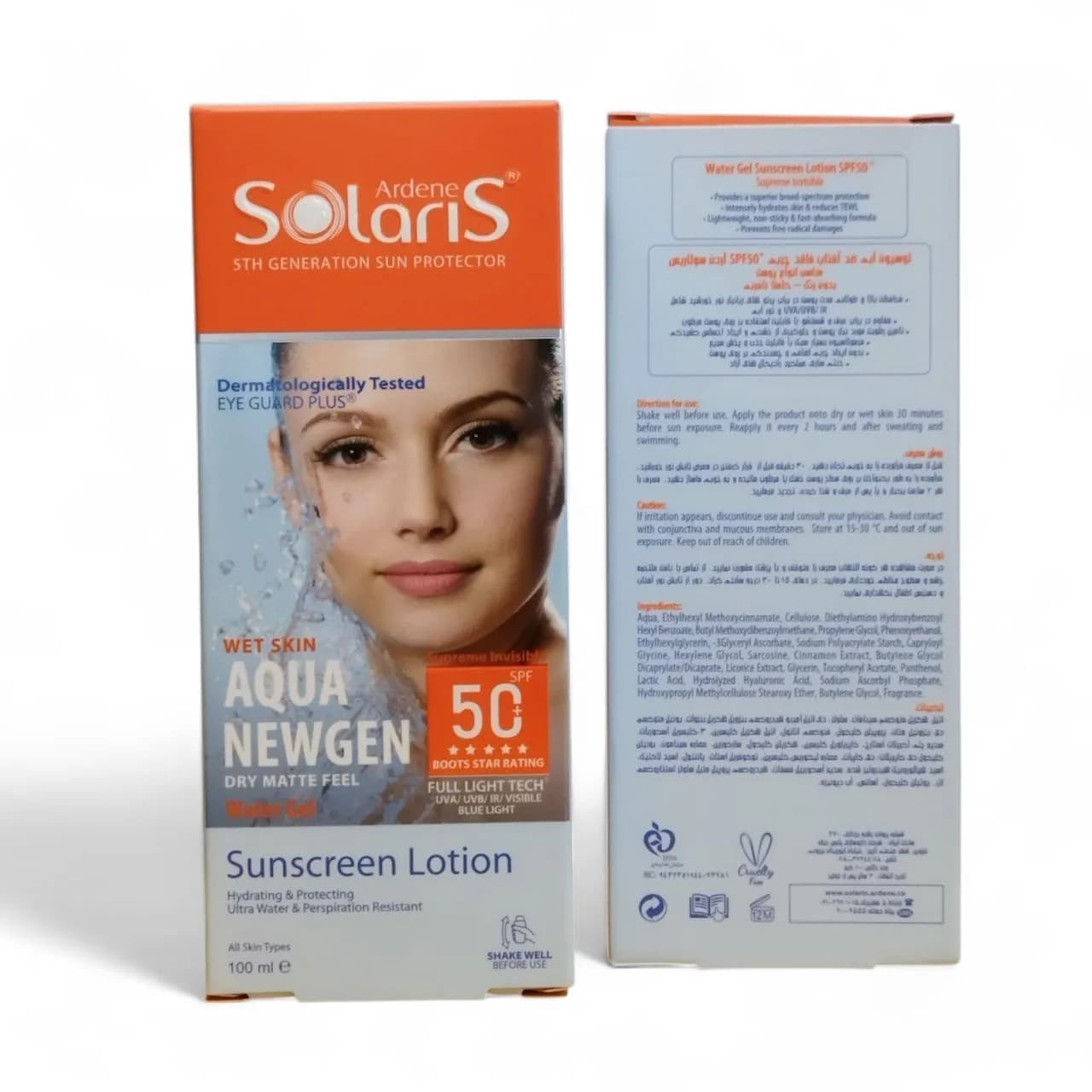 ضد افتاب بی رنگ فاقد چربی سولاریس SPF50 لوسیون ابی — تصویر ۲