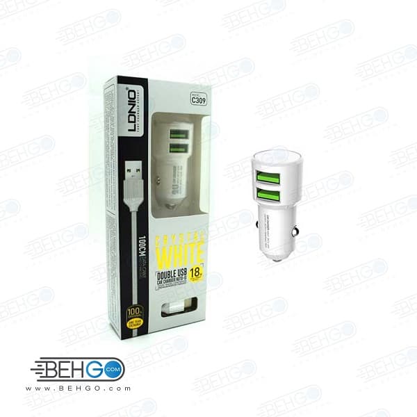 شارژر فندکی الدینیو با کابل میکرو یو اس بی LDNIO Best car micro usb charger model C309 — تصویر ۲