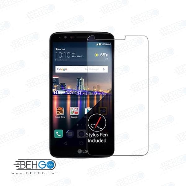 گلس LG stylus3 بی رنگ و شفاف الجی استایلوس 3 یا ,استایلوس 3 ال جی محافظ صفحه نمایش شیشه ای Glass Screen Protector LG Stylus3