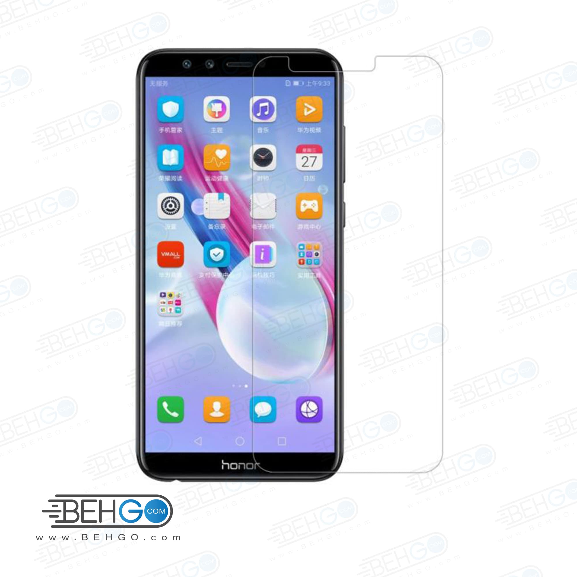 گلس آنر 9 لایت بی رنگ و شفاف هواوی honor 9 lite یا ,هونور نه لایت محافظ صفحه نمایش شیشه ای Glass Screen Protector huawei honor 9 lite