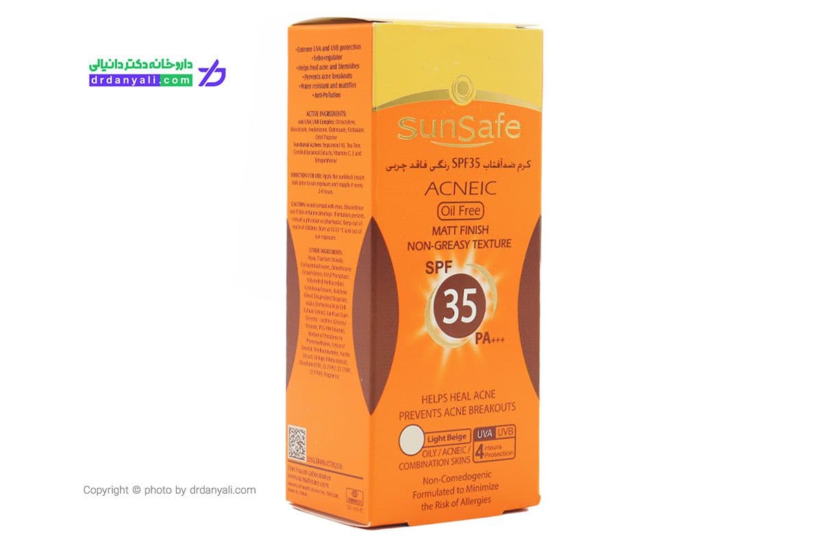 کرم ضد آفتاب آنتی آکنه سان سیف spf35 رنگی — تصویر ۴