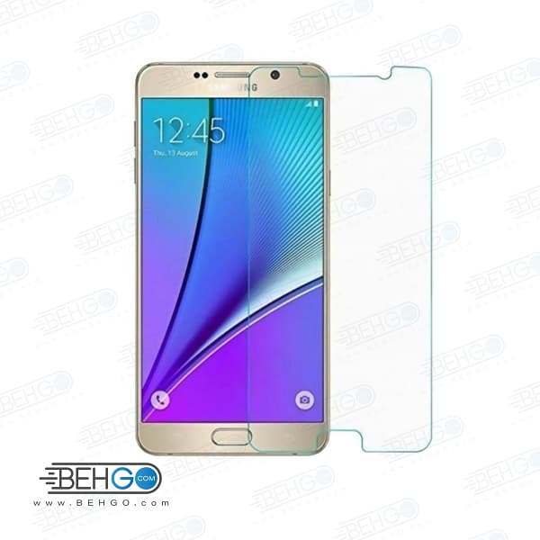 گلس note5 بی رنگ و شفاف یا محافظ صفحه نمایش نوت شیشه ای Glass Screen Protector samsung note 5