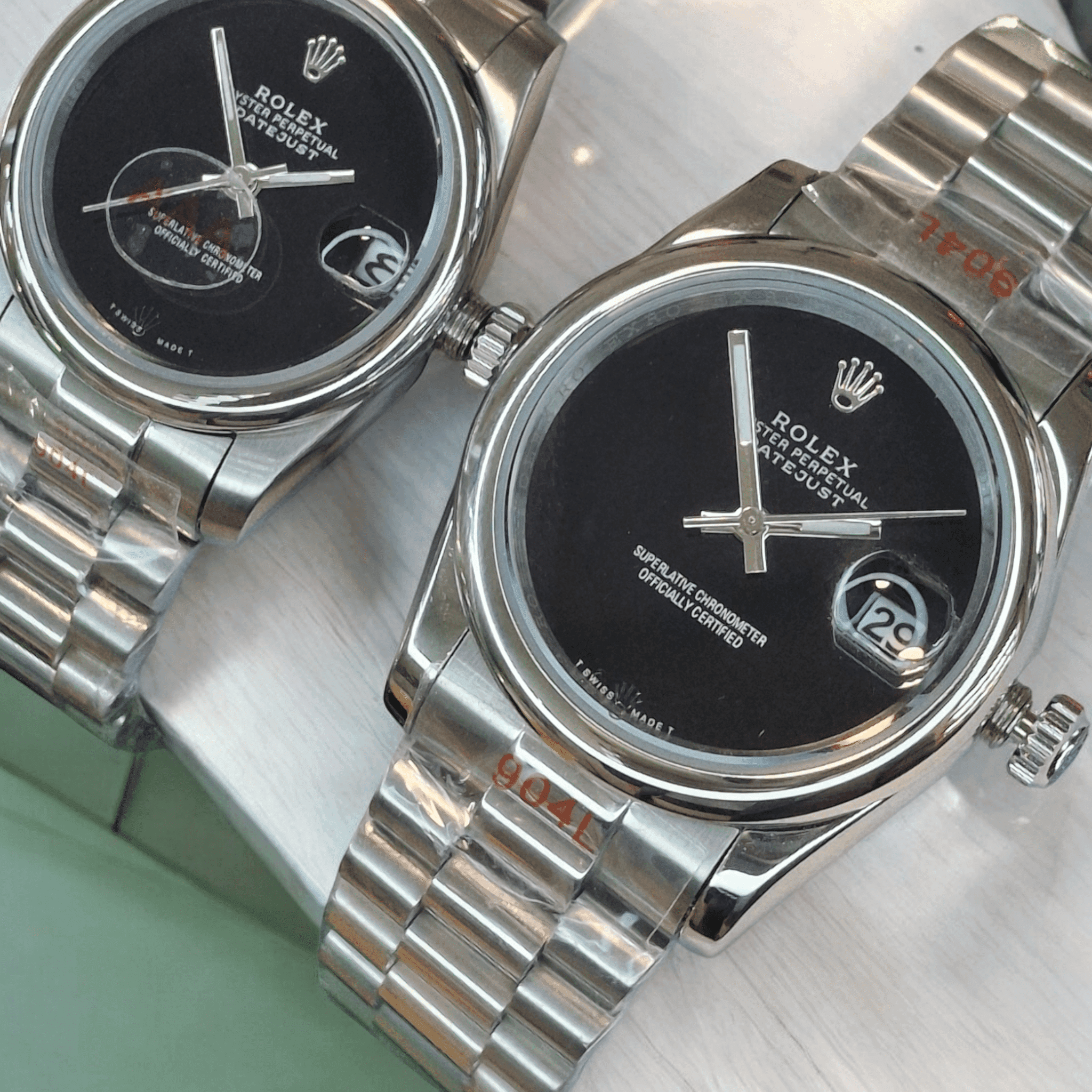 ساعت ست مردانه و زنانه رولکس پرپچوال سیلور صفحه مشکی 01463 Rolex Oyster Perpetual — تصویر ۲