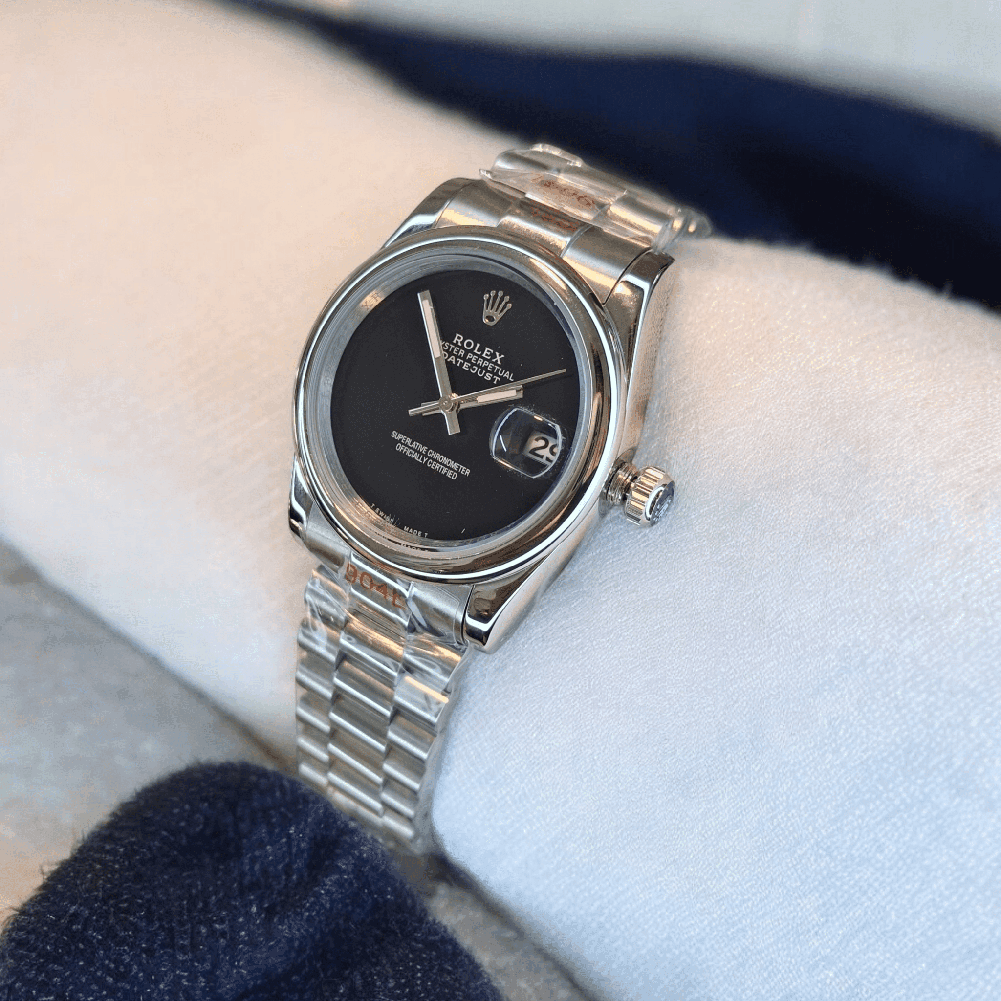ساعت ست مردانه و زنانه رولکس پرپچوال سیلور صفحه مشکی 01463 Rolex Oyster Perpetual — تصویر ۸