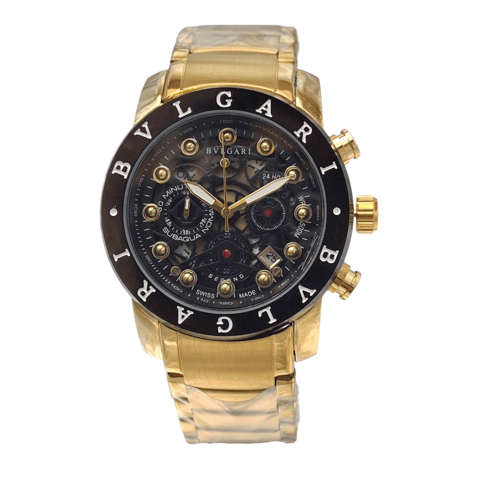 ساعت مچی بولگاری مردانه کرنوگراف سه موتور فعال صفحه مشکی Bvlgari S9680G — تصویر ۲
