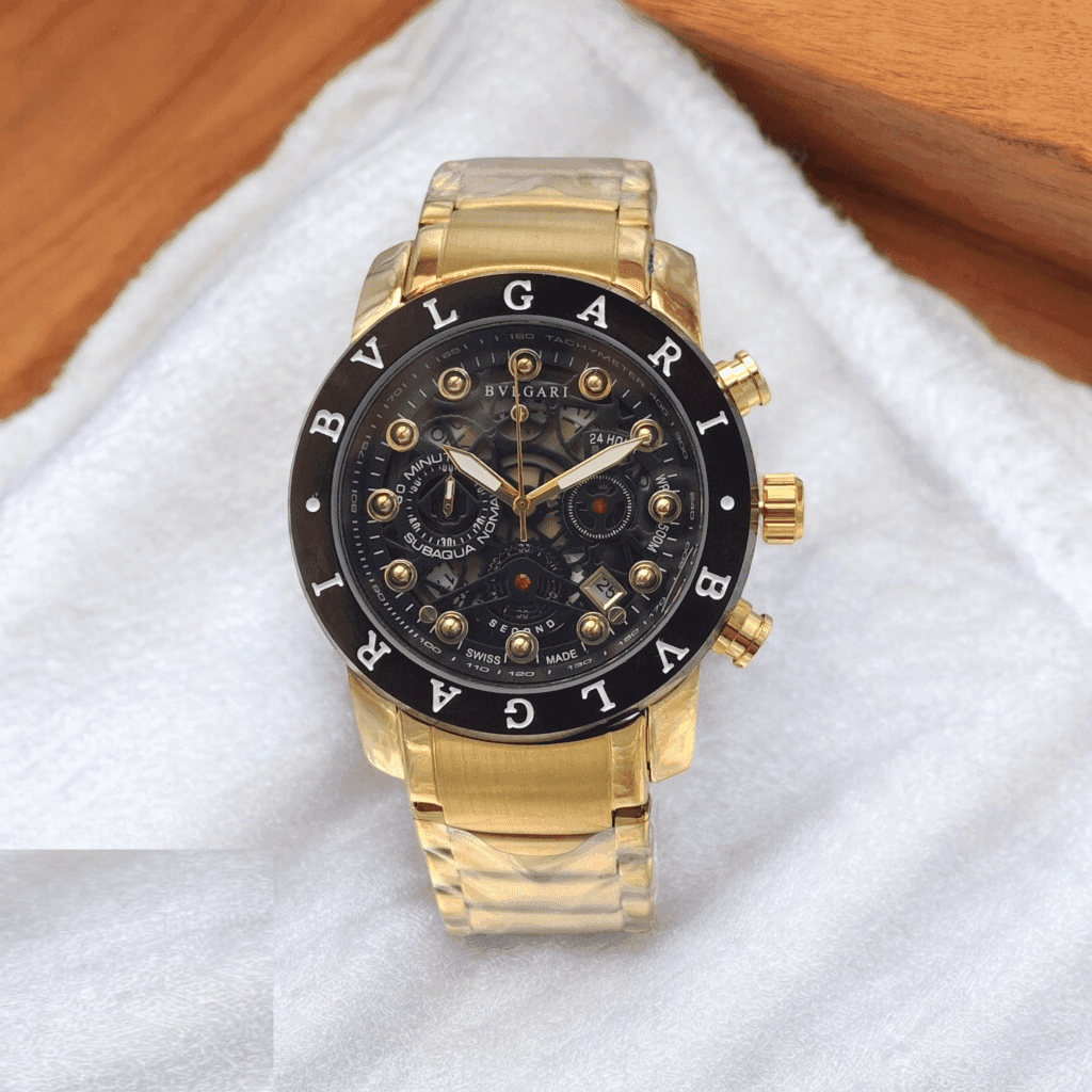 ساعت مچی بولگاری مردانه کرنوگراف سه موتور فعال صفحه مشکی Bvlgari S9680G — تصویر ۳