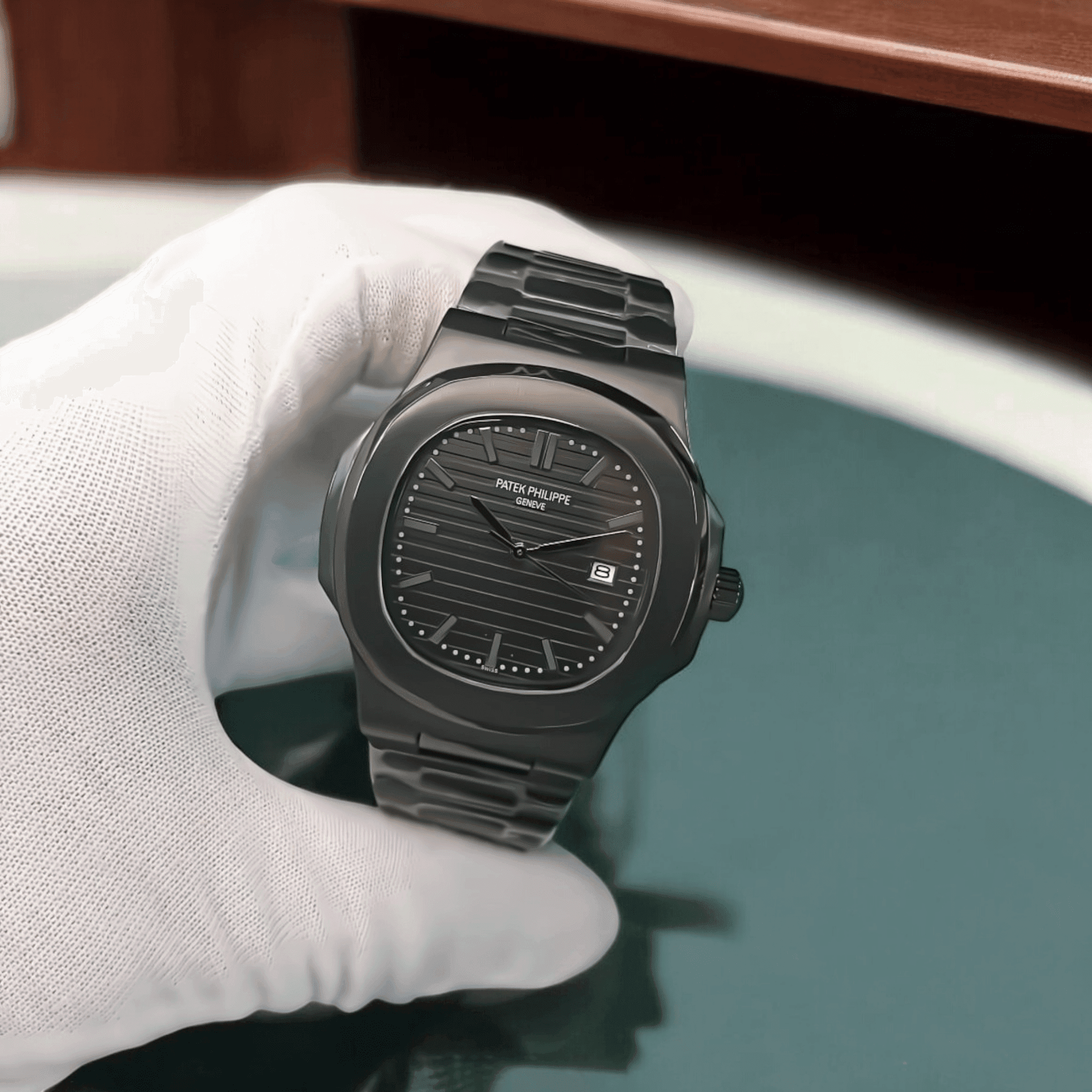 ساعت پتک فیلیپ مردانه ناتیلوس تمام مشکی صفحه مشکی مدل Patek Philippe
