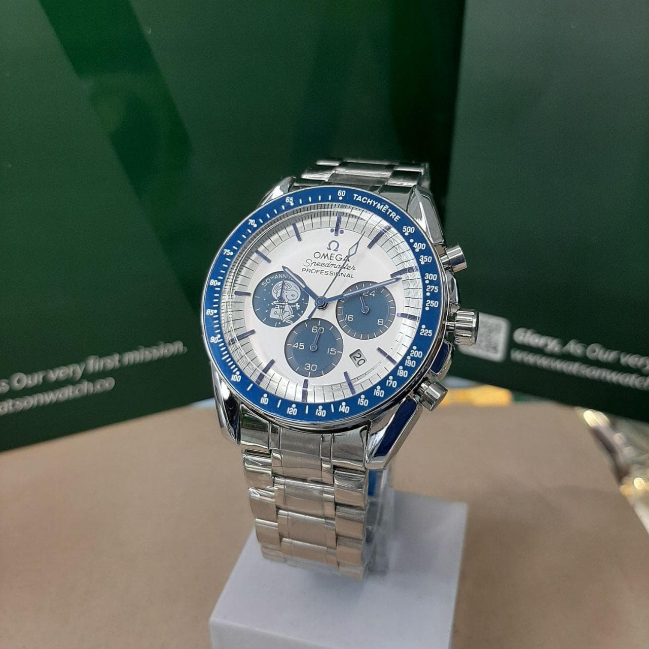 ساعت امگا سه موتور فعال(کورنوگراف)اسپید مستر صفحه سفید omega — تصویر ۲