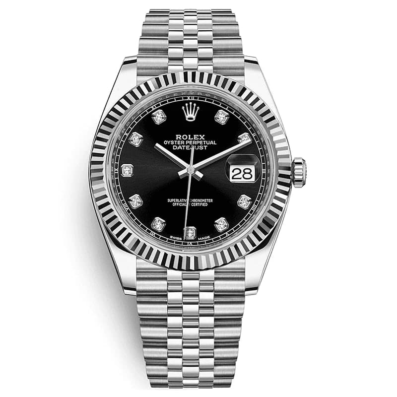 ساعت رولکس مردانه مدل دی جاست نقره ای صفحه مشکی ROLEX Date-Just