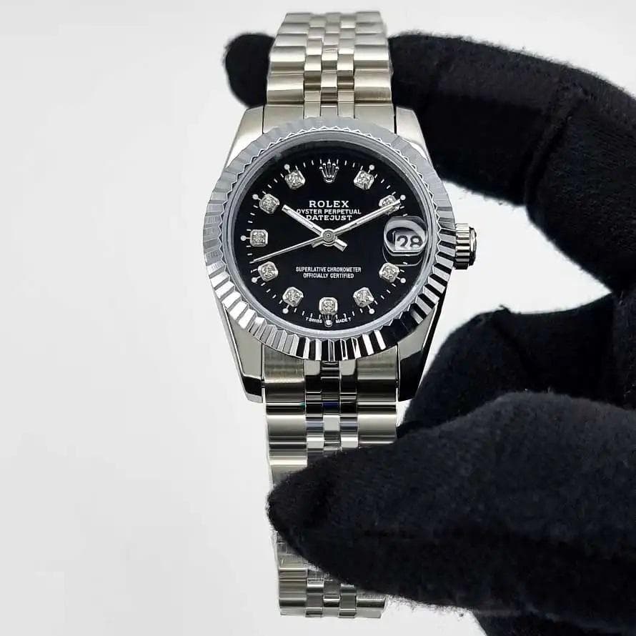 ساعت رولکس زنانه مدل دی جاست نقره ای صفحه مشکی ROLEX Date-Just — تصویر ۲