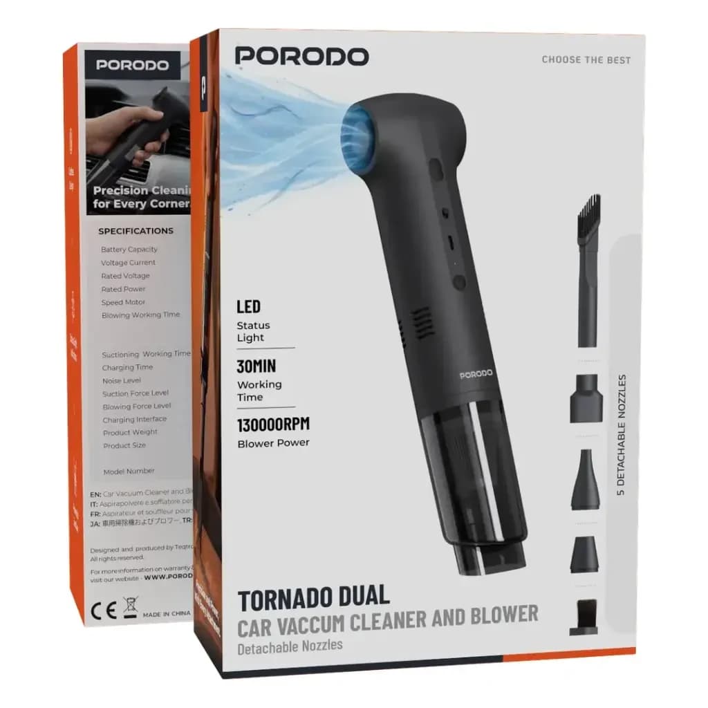 جارو و دمنده شارژی خودرو مدل Tornado Dual PDQ26BK — تصویر ۲