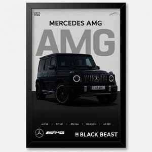 تابلو بکلیت طرح ماشین و خودرو مرسدس بنز Mercedes-Benz G-Class G63 AMG مدل B-po1922 فریم مشکی