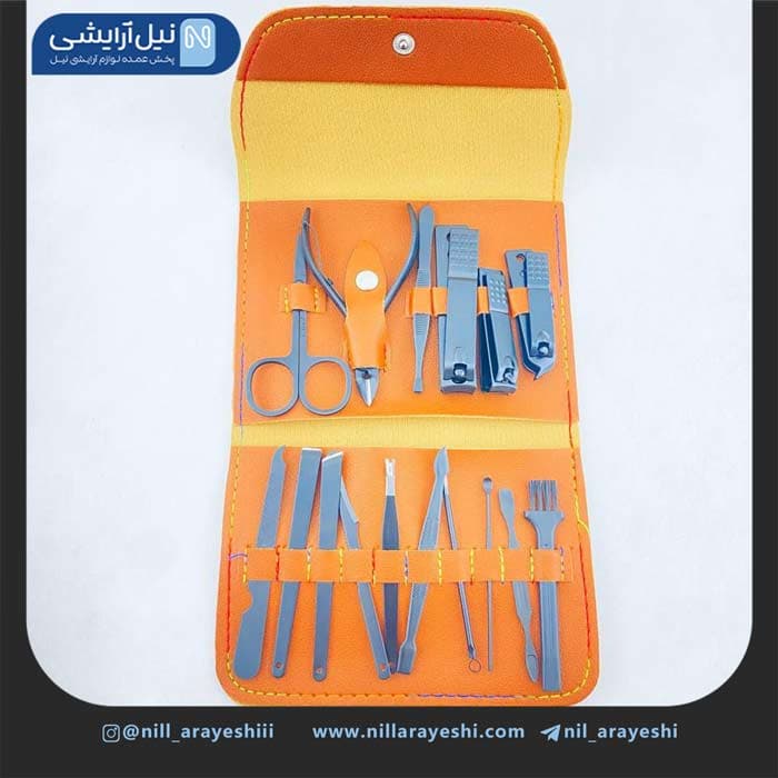 ست مانیکور و پدیکور شانزده تیکه کیف چرمی کد 2