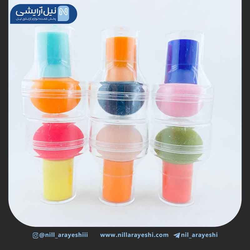 پد آرایشی قارچی دسته رنگی محفظه دار