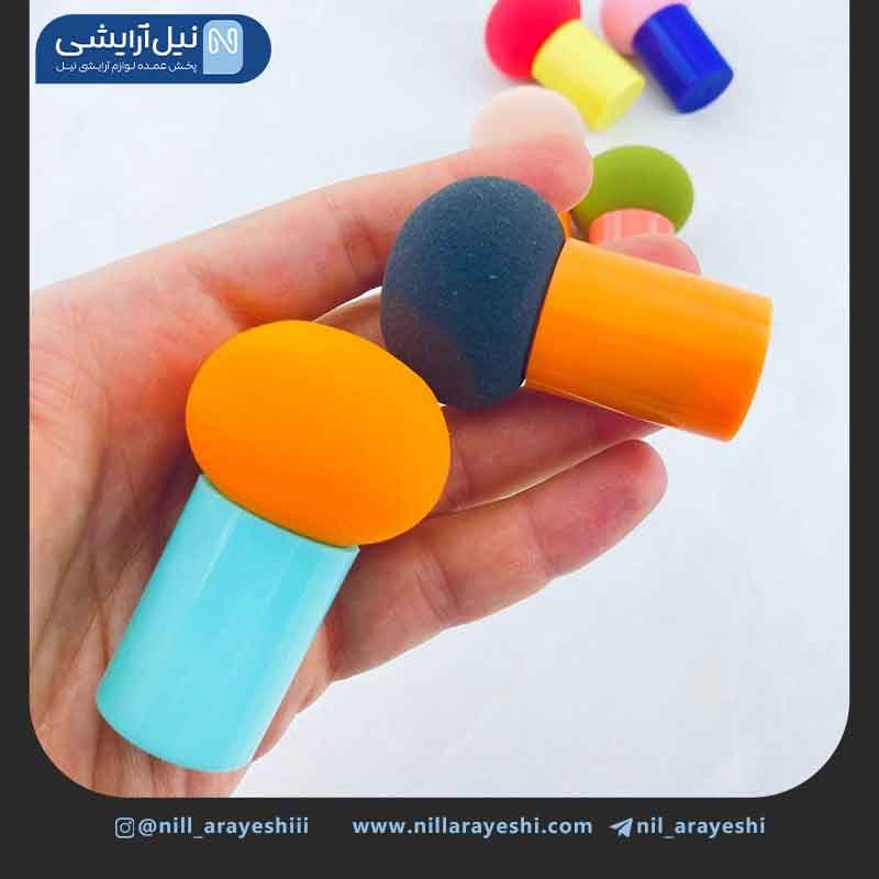 پد آرایشی قارچی دسته رنگی محفظه دار — تصویر ۳